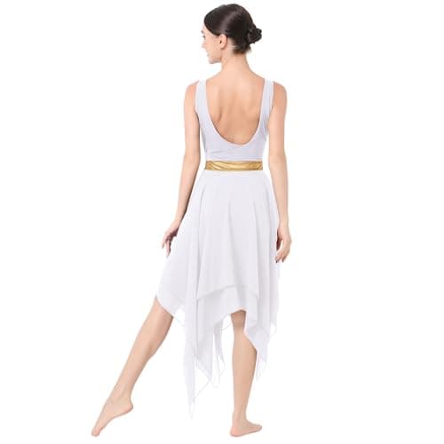 IBAKOM Gold Metallic Cutout Chiffon Tulle Dance Dress for Women
