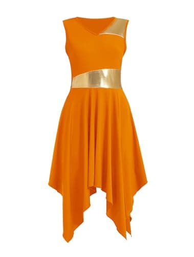 ZYACTU Women's V-Neck Sleeveless Praise Dance Liturgical Dress Lyrical Worship Costumes