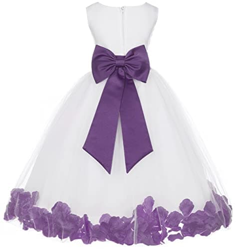 Ekid's Bridal Ivory Tulle Floral Petals Toddler Girl Dress 302T