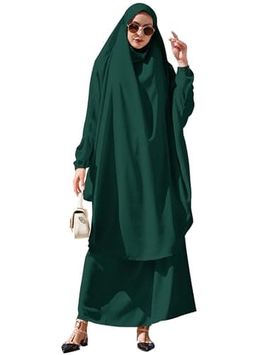 IWEMEK Muslim Women's Chiffon Abaya Dress Set