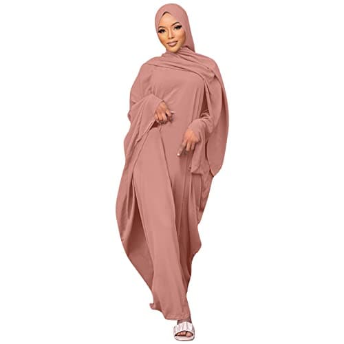 OBEEII Women's Islamic Abaya Dress with Hijab - Full Cover Maxi Robe
