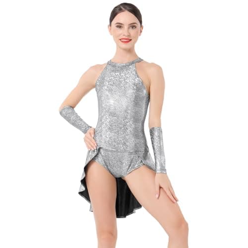 ODASDO Women's Circus Costume Metallic Jumpsuit Dress