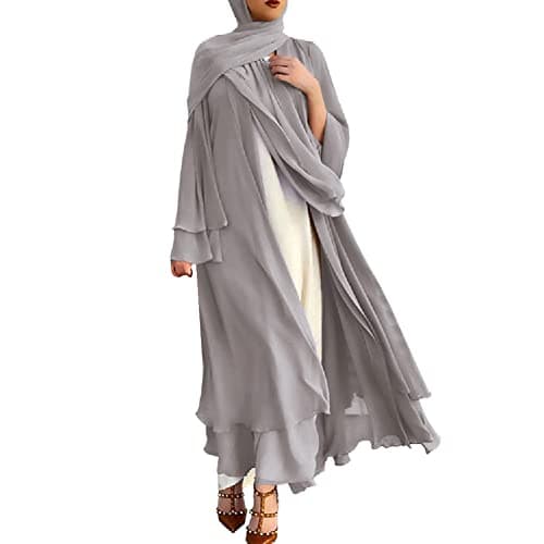 OBEEII Women Muslim Chiffon Maxi Dress