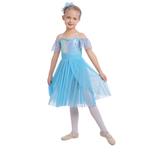 Lyrical Dance Costume for Girls: Sequin Leotard with Tulle Skirt
