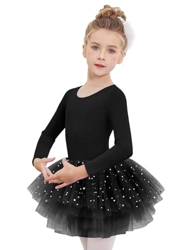 Zaclotre Girls 4-Layer Tiered Long Sleeve Dance Tutu Dresses