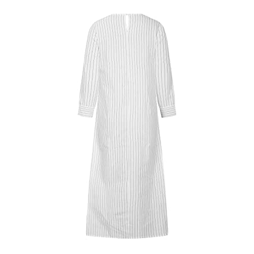 FZYLQY Women's Cotton Linen Maxi Abaya Dress with Pockets