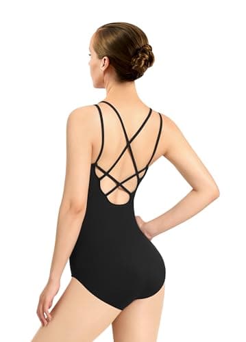 WYHDY Women's Ballet Leotard for Dance, Round Neck, Lace Bow Back
