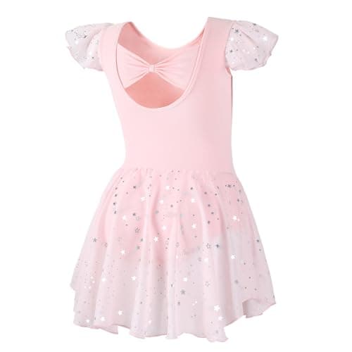DIPUG Shiny Girls Ballet Leotard with Ruffle Sleeve