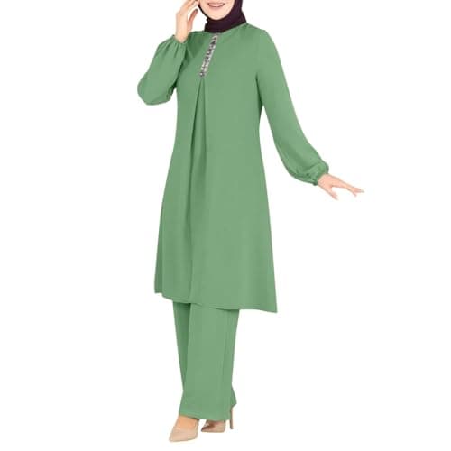 ODIZLI Women's Muslim Abaya Dress & Pants Set
