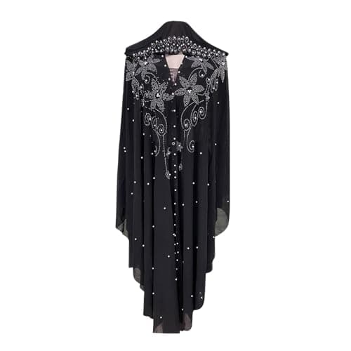 Generic Muslim Women's Abaya with Rhinestone V-Neck Hooded Robe