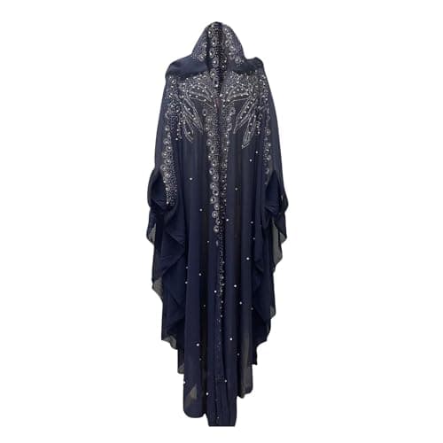 Generic Muslim Women's Abaya with Rhinestone V-Neck Hooded Robe