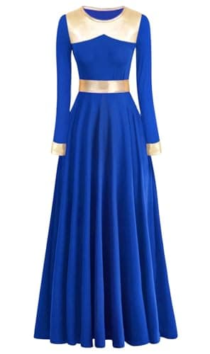 Z&X Women's Metallic Gold Liturgical Dance Dress for Church Worship