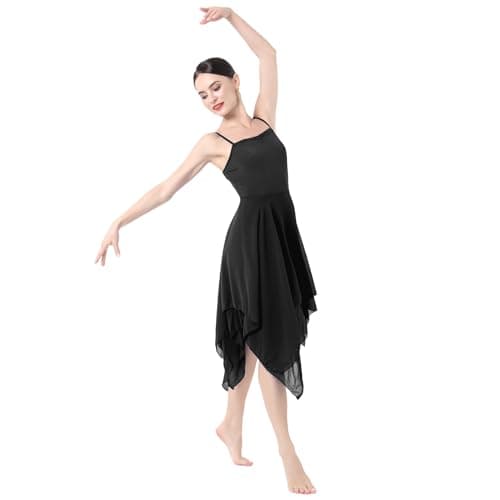 ODASDO Women's Modern Lyrical Dance Spaghetti Strap Chiffon Dress