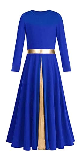 Z&X Girls Liturgical Dance Dress Wide Swing Skirt Long Sleeve Worshiprobe