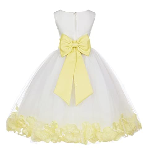 Ekid's Bridal Ivory Tulle Floral Petals Toddler Girl Dress 302T