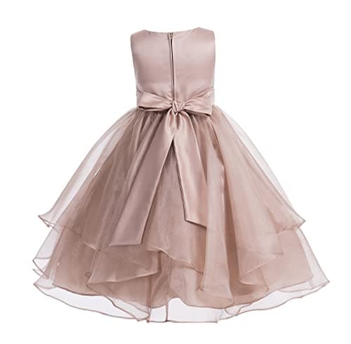 ekidsbridal Asymmetric Ruffled Organza Sequin Flower Girl Dress