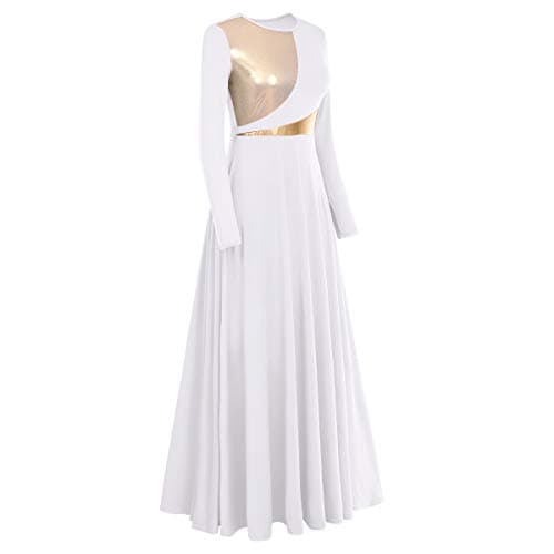 IMEKIS Women's Metallic Bi-Color Liturgical Praise Dance Dress