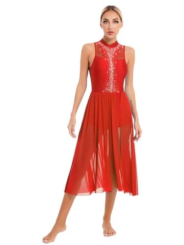 Women's Lyrical Dance Costume Mesh Flowy Dress