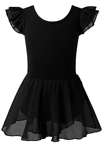 Girls Dance Leotards with Ruffle Sleeves and Criss-cross Back for Ages 3-9