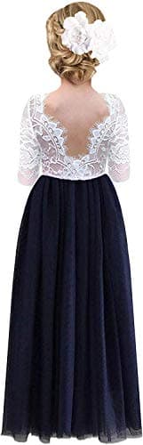 2Bunnies Girl's Rose Lace Back A-Line Tutu Party Dress