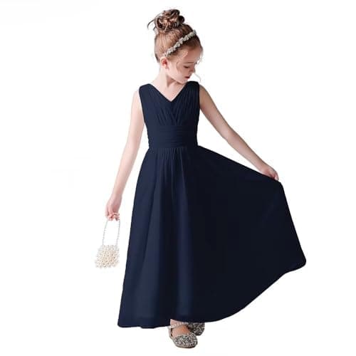 Little Girls Formal Party Dress - Long Chiffon Flower Girl Wedding Bridesmaid Dress