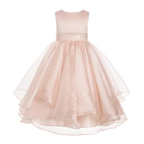 ekidsbridal Asymmetric Ruffled Organza Sequin Flower Girl Dress