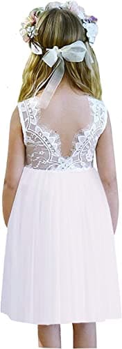 2Bunnies Girl's Rose Lace Back A-Line Tutu Party Dress