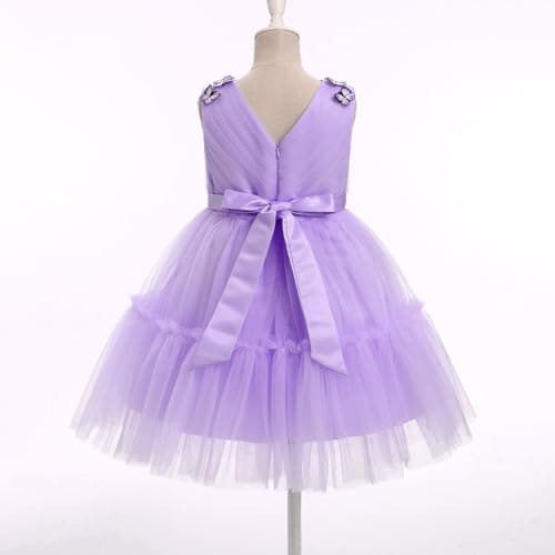 ODASDO Baby Girls V-Neck Tulle Tutu Flower Girl Dress Summer Party