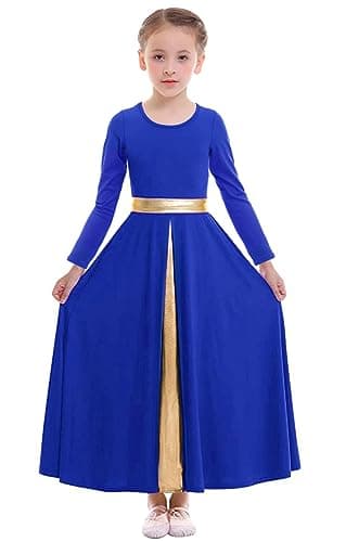 Z&X Girls Liturgical Dance Dress Wide Swing Skirt Long Sleeve Worshiprobe