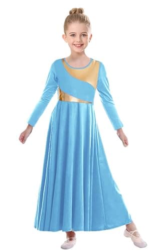 ZYACTU Girls' Metallic Liturgical Dance Dress for Worship and Choir Costumes