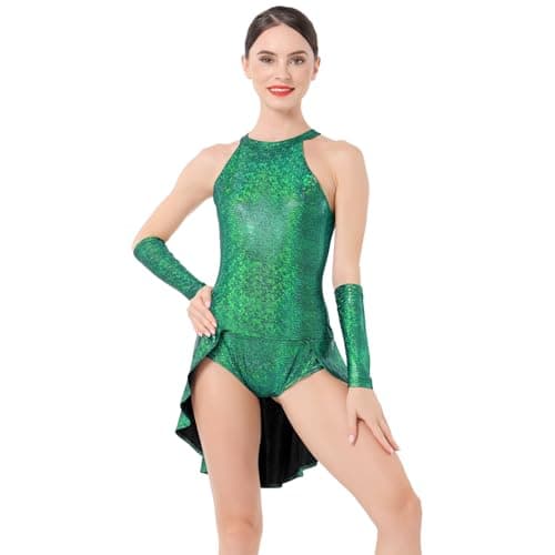 ODASDO Women's Circus Costume Metallic Jumpsuit Dress