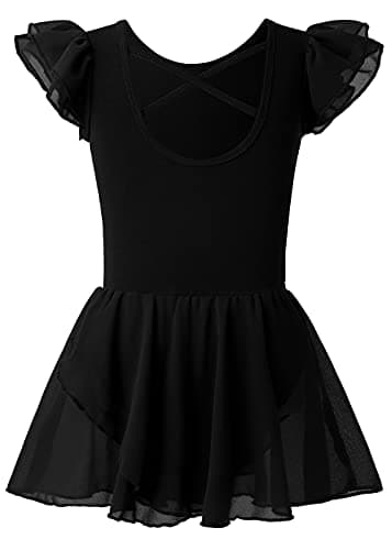 Girls Dance Leotards with Ruffle Sleeves and Criss-cross Back for Ages 3-9