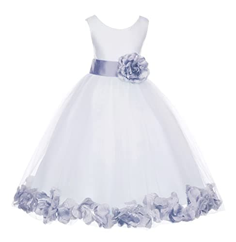 ekidsbridal White Floral Rose Petals Flower Girl Dress