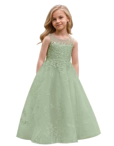 Lace Appliques Humoral Tulle First Communion Dress for Flower Girls Weddings