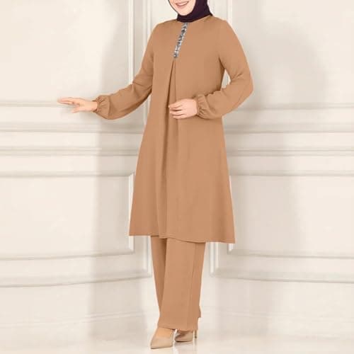 ODIZLI Women's Muslim Abaya Dress & Pants Set