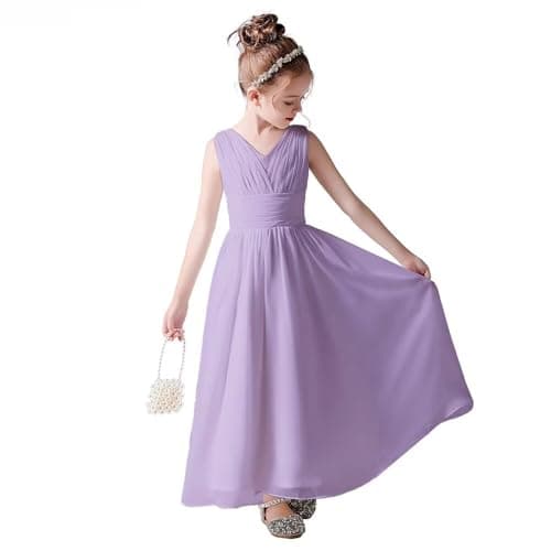 Little Girls Formal Party Dress - Long Chiffon Flower Girl Wedding Bridesmaid Dress