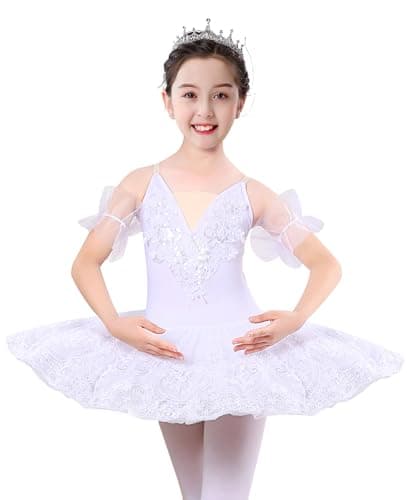 ORIDOOR Girl's Lace Sequin Tutu Skirted Leotard Ballet Costume