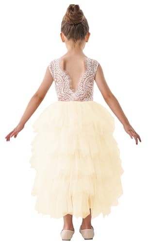 2Bunnies Girl Peony Lace Back Tiered Tutu Party Dress