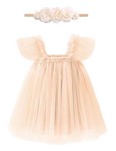 ANHDM Baby Girl First Birthday Cake Smash Outfit with Flower Headband