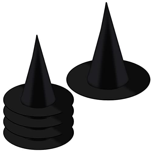 KINBOM 5pcs Plain Black Small Size Halloween Witch Hats