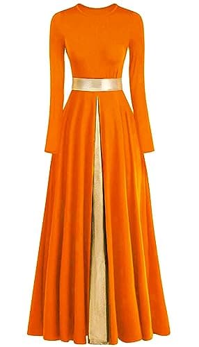 ELLYDOOR Women's Praise Dance Metallic Waistband Long Swing Robe