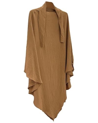 Zofocy Muslim woman's pure color hijab dress