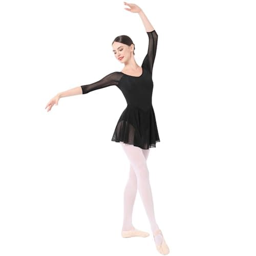 Women's 3/4 Sleeve Ballet Leotard with Skirt - Teens and Adults