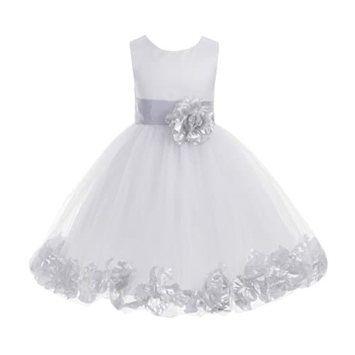 ekidsbridal White Floral Rose Petals Flower Girl Dress