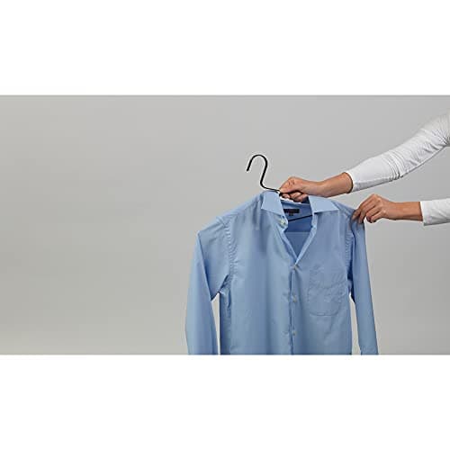 Brabantia Lightweight Black Aluminium Clothes Hangers (Set of 4) - With Extra Grip & Anti-Stretch Design
