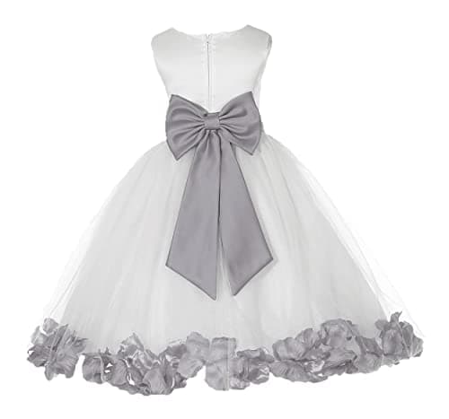 Ekid's Bridal Ivory Tulle Floral Petals Toddler Girl Dress 302T