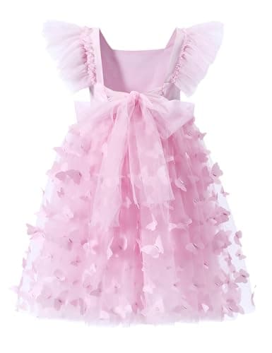 Tutu.kk Vintage Ruffled Sleeve A-Line Tulle Dress for Girl's Weddings & Birthdays