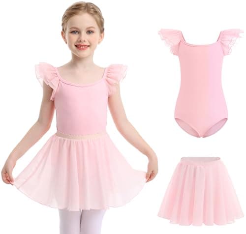 Mecceos Girls' Ballet Leotards - Short/Long Sleeve Skirts