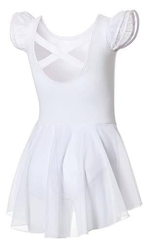 DIPUG Girls' Ballet Leotard with Skirt and Flutter Sleeves