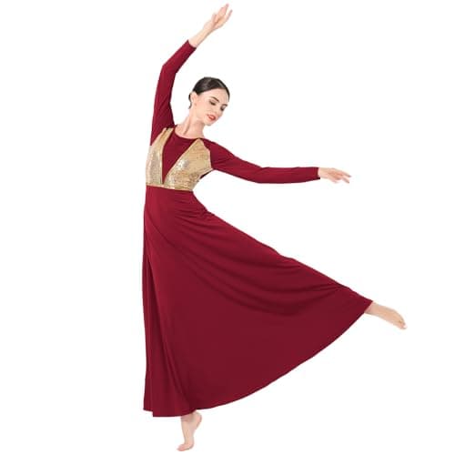 ODASDO Shimmering Praise Dance Dress for Women Liturgical Worship Gown